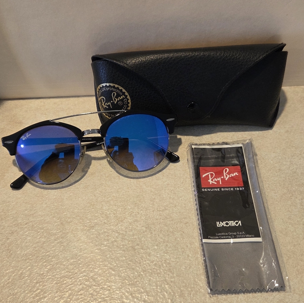 Ray-Ban Sunglasses RB4346 Blue Gradient Mirrored 51-19 Brand New - No Tags - Picture 2 of 8